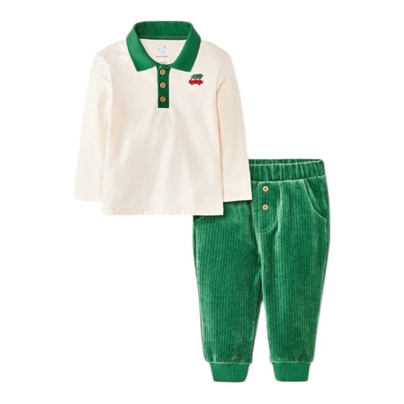 cloud island Other - NWT Cloud Island Holiday Cream and Green Baby Corduroy Outfit- 18M